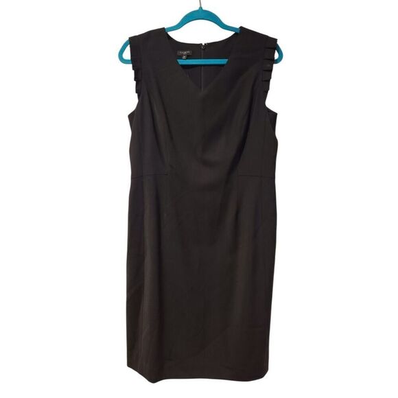 Talbot's Little Black Sheath Dresswith Ruffle Shoulder Detail | Petite 10 NWT - Picture 2 of 11